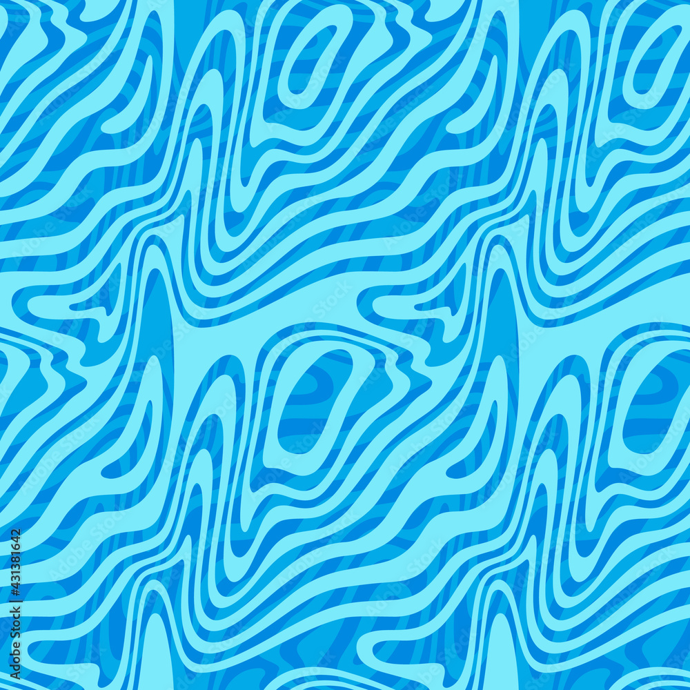 Poster abstract seamless pattern with flow of water waves. vector blue background. illustration of ocean, a