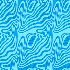 Abstract Seamless Pattern with Flow of Water Waves. Vector Blue Background. Illustration of Ocean, Aquarium, Sea, River, Lake or Swimming Pool Clear Water