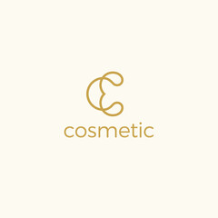 Vector Concept of Minimalistic Symbol for Eco Cosmetic Brands. Business Logo Template. C and E Emblem