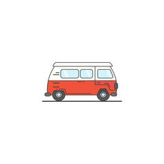  Retro minibus. A car. Flat design Vector illustration