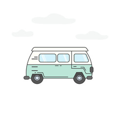  Retro minibus. A car. Flat design Vector illustration