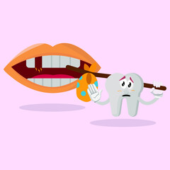 loose teeth cavity cartoon of vector illustration 