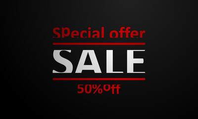 Fototapeta premium Sale banner with red stripes on black background. Vector illustration