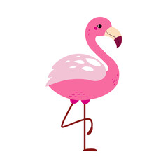 Cute Flamingo Beautiful Bird, Exotic Tropical Fauna Element, African Savanna Inhabitant Cartoon Vector Illustration