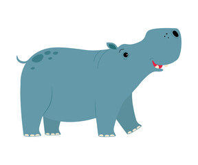 Cute Hippopotamus Baby Animal, Exotic Tropical Fauna, African Savanna Inhabitant Cartoon Vector Illustration