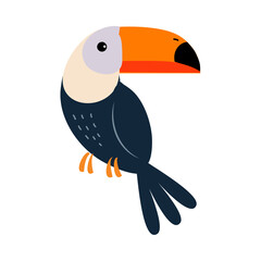 Cute Toucan Bird, Exotic Tropical Fauna Element, African Savanna Inhabitant Cartoon Vector Illustration
