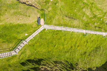 Aerial view of the stairs to the Silver Strand in County Donegal - Ireland