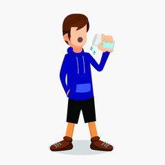 drink water cartoon character of vector illustration