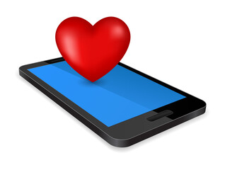 smart phone with heart 3d icon