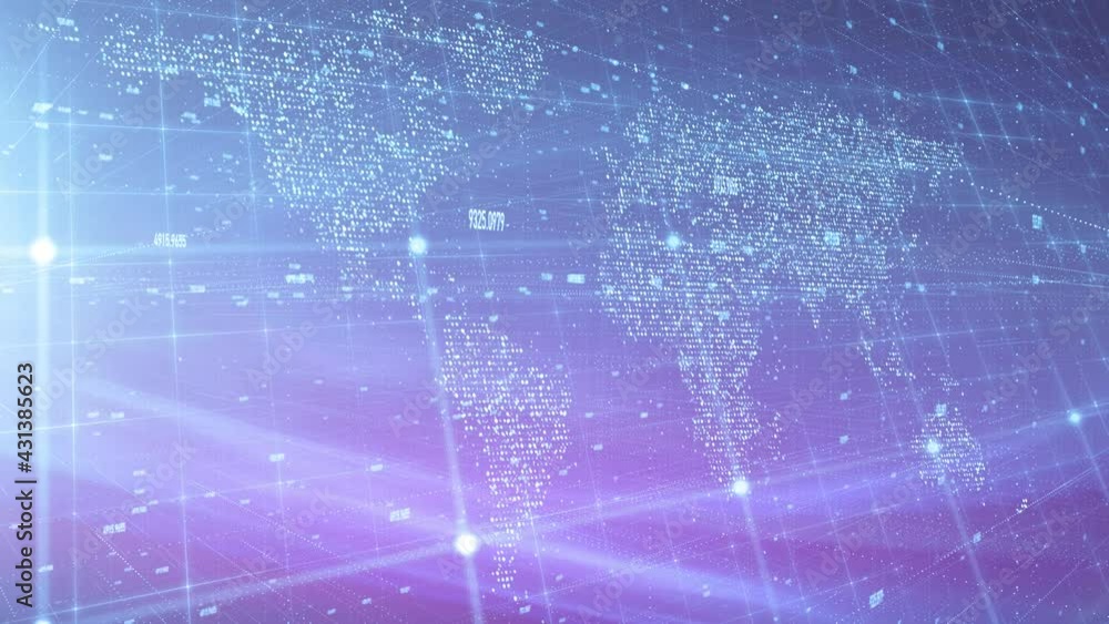 Aufkleber artificial intelligence cyberspace network with numbers. blue and violet purple background with glow