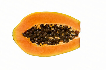part of the papaya fruit lies on a beautiful background
