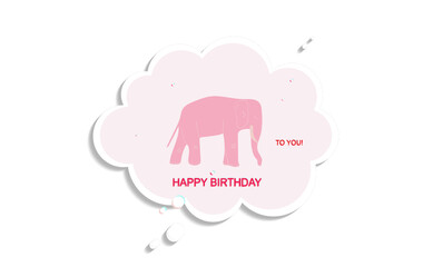 pink elephant card vector background