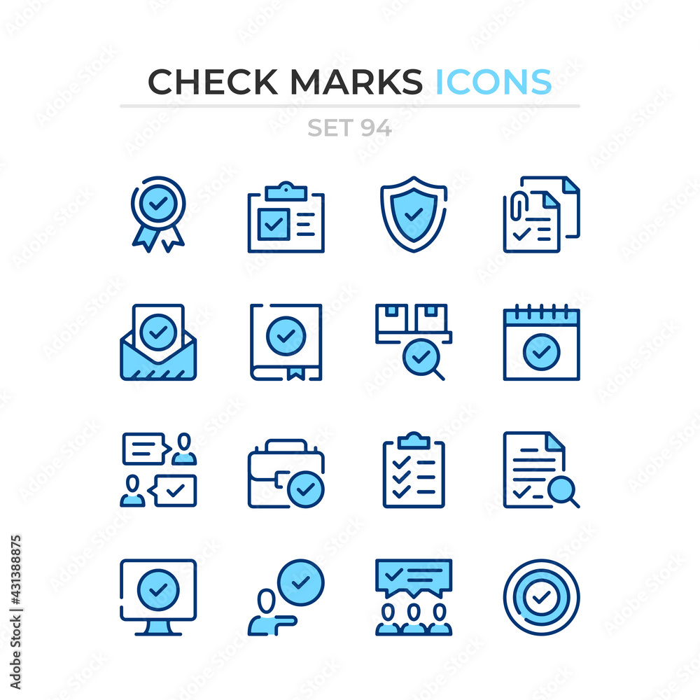 Aufkleber check marks icons. vector line icons set. premium quality. simple thin line design. modern outline s