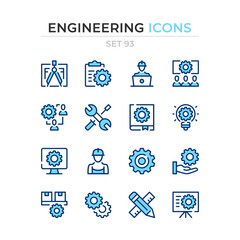 Engineering icons. Vector line icons set. Premium quality. Simple thin line design. Modern outline symbols collection, pictograms.