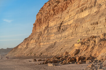 Sandstone Bluff Erosion of the Torrey Pines State Natural Reserve in La Jolla, California, Located in San Diego County.