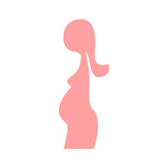 Obraz na płótnie Canvas Silhouette of a pregnant woman. Minimalism of the logo. Vector illustration in cartoon children s style. Isolated clipart on a white background. Cute print.