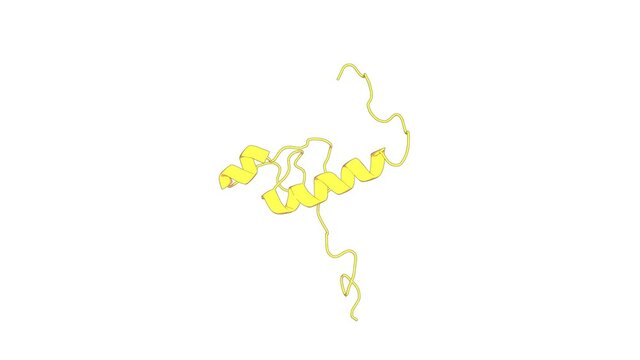 360&ordm; realistic 3D rendering of a biological molecule. Solution structure of CCCH type zinc-finger domain 3 in zinc finger CCCH-type domain containing 7A