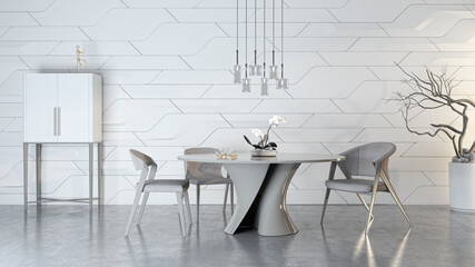 Illustration 3D rendering large luxury modern bright interiors Living room mockup computer digitally generated image