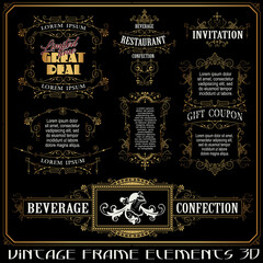 Vector set frame and border design elements