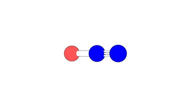360&ordm; realistic 3D view of Nitrous Oxide as a seamless loop over a white opaque background with alpha mask. Also called dinitrogen oxide and dinitrogen monoxide.