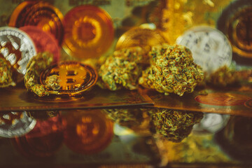 Cannabis and Bitcoin Cryptocurrency on the Market.