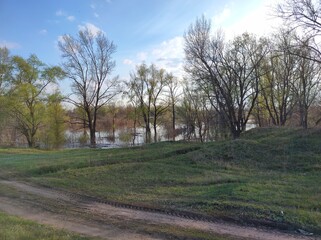 Obraz premium Spring flood in the meadows of the city of Chapaevsk.
