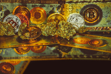 Cannabis and Bitcoin Cryptocurrency on the Market.