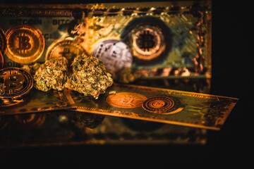 Cannabis and Bitcoin Cryptocurrency on the Market.