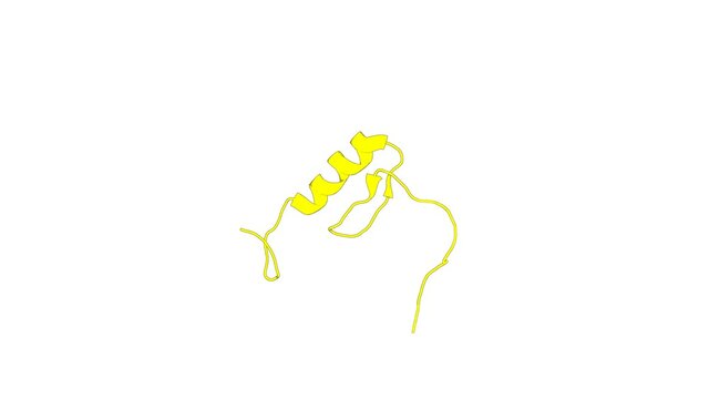 360&ordm; realistic 3D rendering of a biological molecule. Solution structure of the C2H2 type zinc finger (region 396-428) of human Zinc finger protein 347