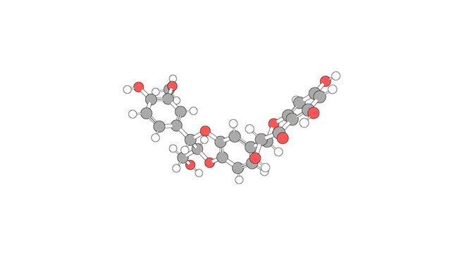 360º Realistic 3D View Of Silybin B As A Seamless Loop Over A White Opaque Background With Alpha Mask. Also Called Silibinin B And Silymarin.