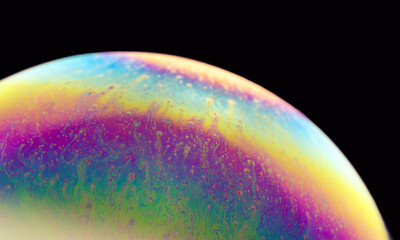 Colourful vibrant background. Psychedelic multicolored patterns background. Photo macro shot of soap bubbles