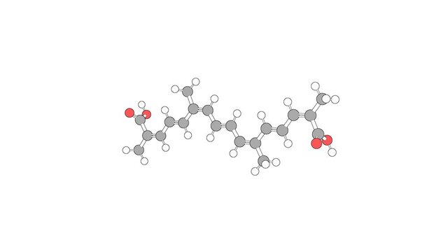 360&ordm; realistic 3D view of Saffron Oil as a seamless loop over a white opaque background with alpha mask. Also called trans-crocetin and .alpha.-crocetin.