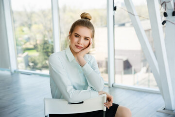 Portrait of a beautiful young businesswoman in the office. Successful woman