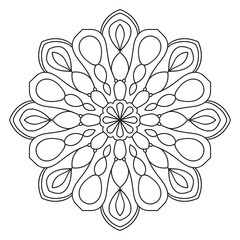 Cute Mandala. Ornamental round doodle flower isolated on white background. Geometric decorative ornament in ethnic oriental style.