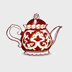 Asian teapot with tea