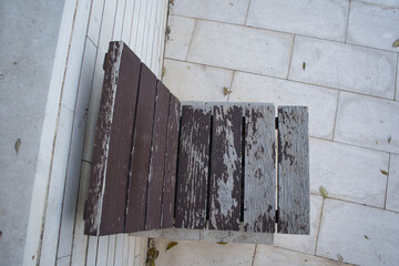 wooden bench on the beach promenade