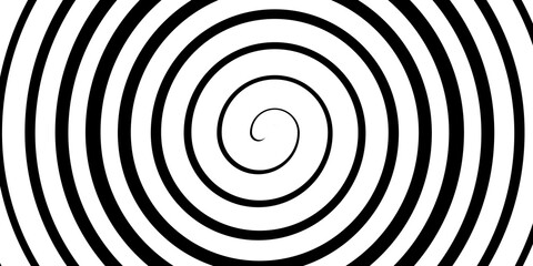 Fototapeta na wymiar Swirl hypnotic black and white spiral. Monochrome abstract background. Vector flat geometric illustration.Template design for banner, website, template, leaflet, brochure, poster