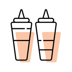 Sauce simple line icon. Flat ketchup and mustard logo design template. Street fast food symbol line illustration. Modern fast food concept for bar, cafe, diner, delivery