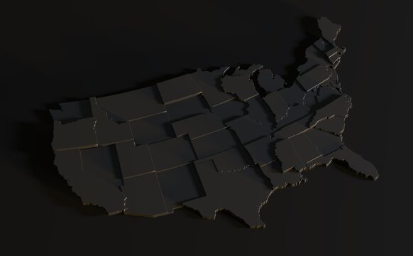 USA 3d Geographic Empty Map Abstract Levels Render