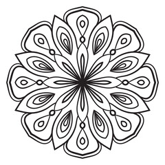 Cute Mandala. Ornamental round doodle flower isolated on white background. Geometric decorative ornament in ethnic oriental style.