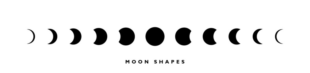 Fototapeta na wymiar Moon phases astronomy icon set on white background. night moon phases and space astronomy. Concept cycle from new moon to full moon. Vector illustration