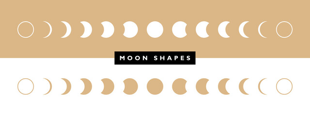 Moon phases astronomy icon set. Night moon phases and space astronomy. Concept cycle from new moon to full moon. Vector illustration