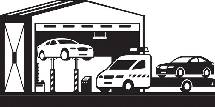 Roadside Assistance Pickup Brings Car To The Service - Vector Illustration