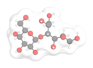 3D rendering of Maltitol with white transparent surface over a white opaque background. Also called d-maltitol and maltisorb.