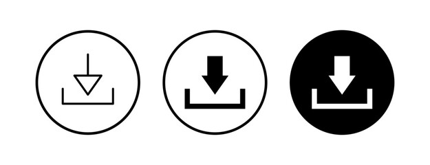 Download icons set. Downloading vector icon