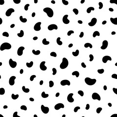 Fototapeta premium Simple abstract elements black and white shapeless forms seamless pattern, repeat geometric ornament for textile, gift paper, home decor