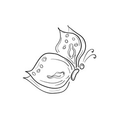 Hand drawn butterfly vector stock icon isolated on white background. Butterfly doodle element. Design for icon, logotype, web template print etc. 