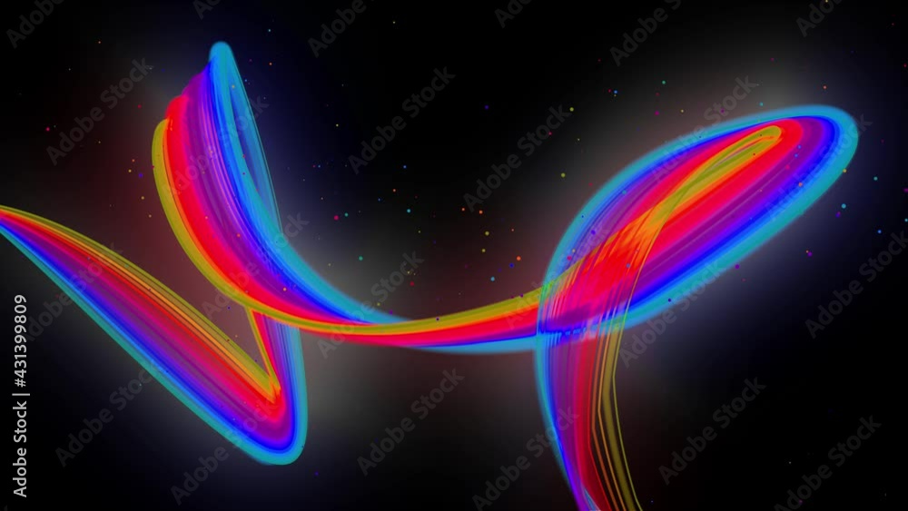 Aufkleber 3d abstract looped 4k background with glow lines. multi-colored neon lines fly in air, smoothly osci