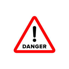 Hazard warning symbol. Danger sign, warning sign, attention sign. Danger warning attention icon with exclamation mark. Risk sign red black and yellow. Опасность.