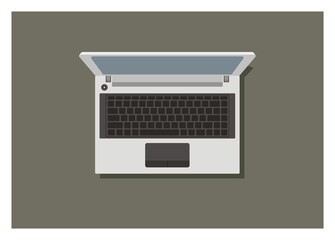 Fototapeta na wymiar Top view of a laptop. Simple flat illustration.